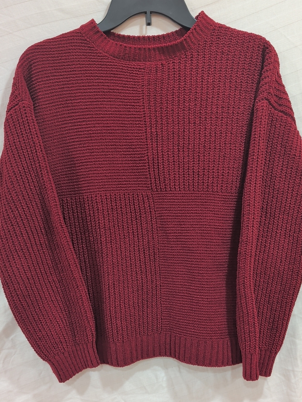 Maurices Burgundy Textured Crewneck Sweater Woman's Size XS